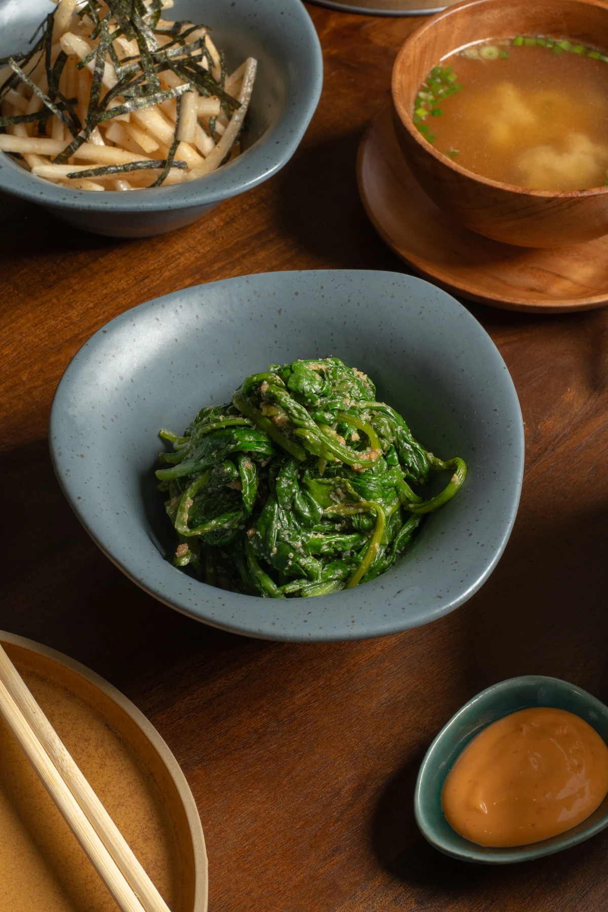 Fresh greens and Japanese sides