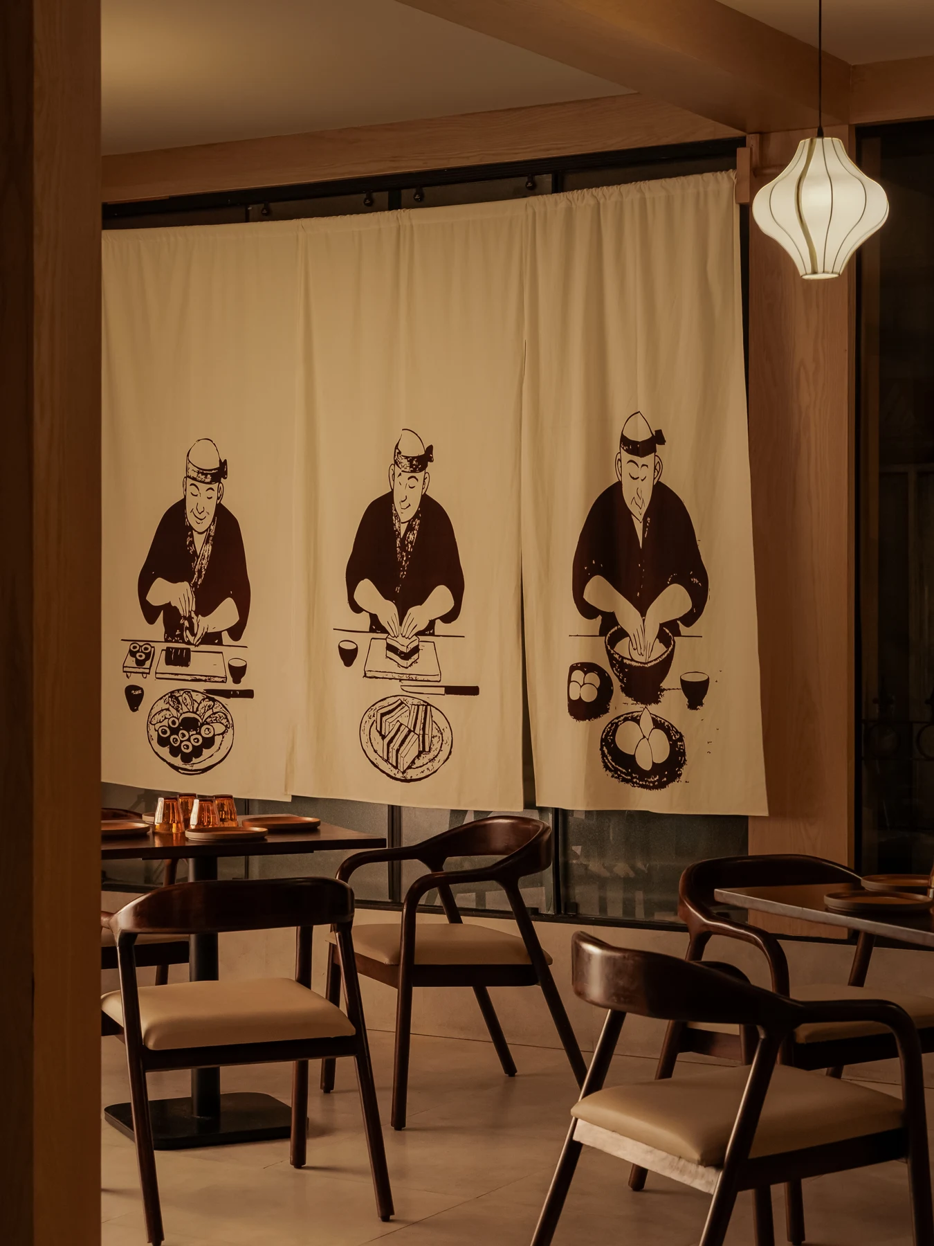 IKOI dining room with Japanese artwork